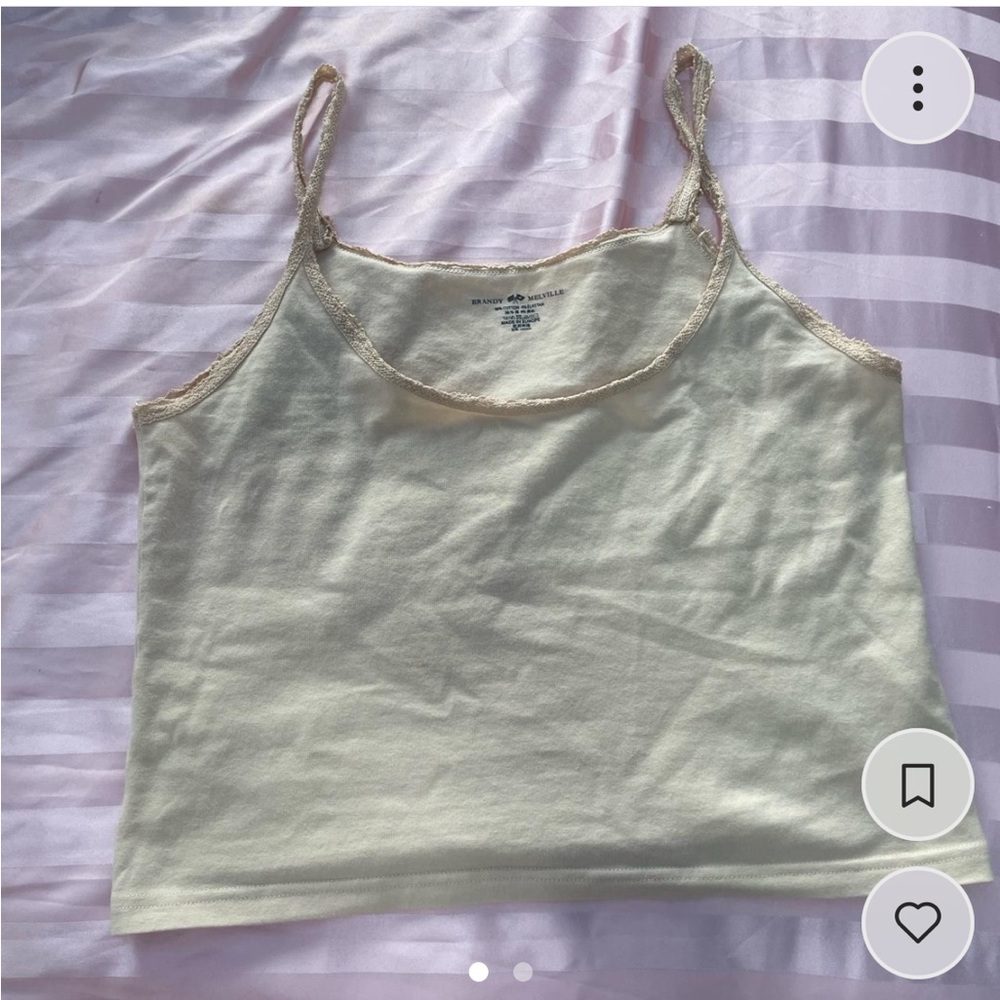 Brandy Melville cream lace trim tank